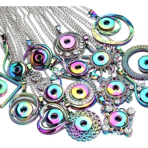 New Colorful Snap Necklace Jewelry DIY Snap Pendant Necklace Fit 18mm Snaps Button Jewelry For Women Accessories