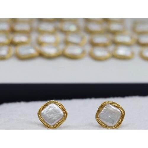 New Style Fashion Square Winding Pearl Earring Charms For Elegant Women Love Romantic Jewelry Gift