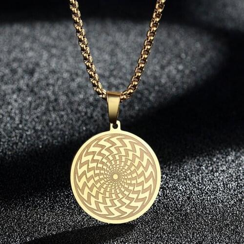 Handmade Round Circle Illusion Of Amulet Women Necklace Stainless Steel Jewelry Vintage Necklace Hypnotist Gift