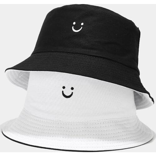 New Smile Face Double-Sided Fisherman Hat men And Women Street Trend Bsin Hat Travel Sunscreen Couple Panama Hat Summer Colorful