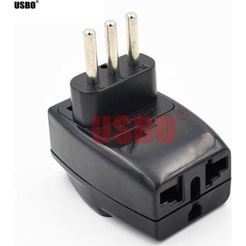 Black 10A 250V 3-into-1EU US AU UK to Italy Chile Uruguay travel adaptor plug universal socket convertor power adaptor plug