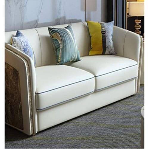 Postmodern light luxury leather sofa 2021 high-end luxury Italian minimalist style Hong Kong style living room sofa complete