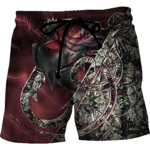 New fishing series 3D printing unisex casual shorts hip hop fun street sports shorts fashion beach pants