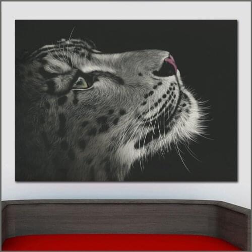 Printing Painting Art Big cats Snow leopards Closeup Black Picture Home Decor Living Room Modern Canvas Print Paintings no frame