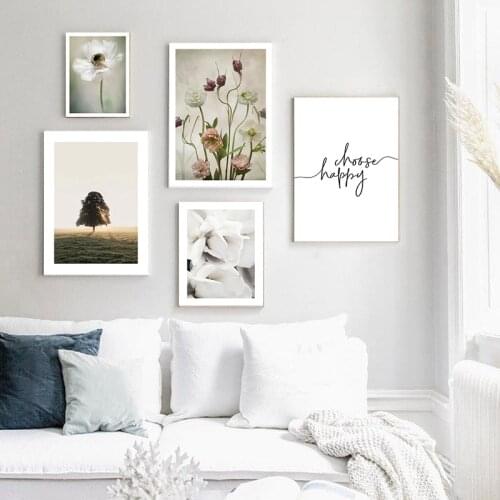 Nordic Small Fresh Modern Plant Flower Picture Home Decor Art Wall Canvas Painting for Living Room Bedroom Decoration Poster