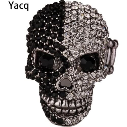 YACQ Skull Stretch Ring Women Girls Scarf Clasp Biker Bling Gothic Jewelry Gifts for Her Wife Mom Gold Silver Color Dropshipping