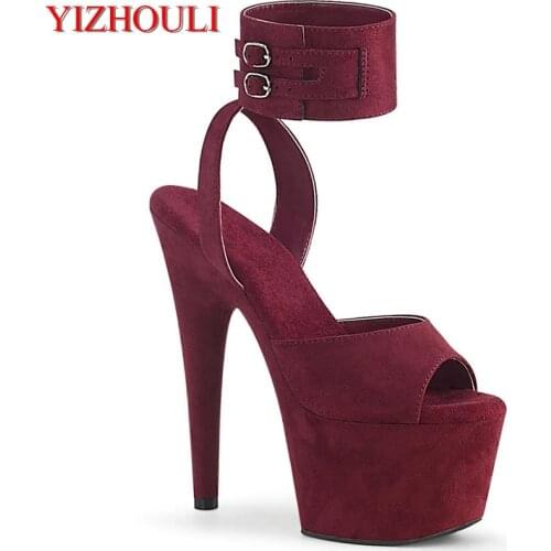 The latest sexy 17cm bag and suede high-heeled pole dancing/show/star/banquet wedding walking shoes