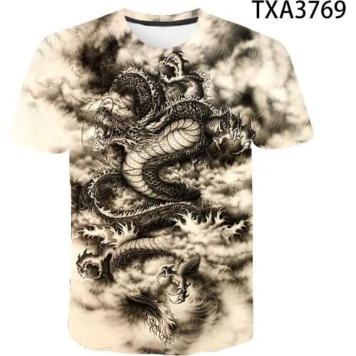 Streetwear Tops Womens T-shirt Ulzzang Harajuku Vintage Chinese Dragon Print T-shirt Summer New Oversize Loose Casual Women New