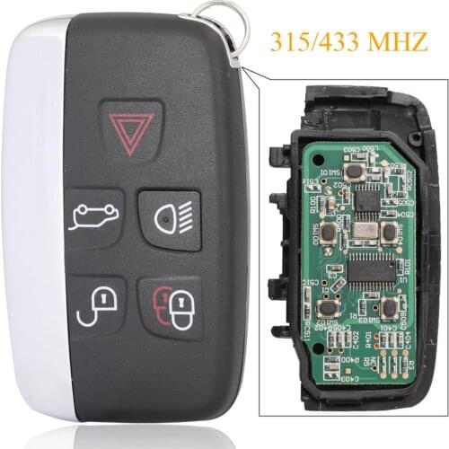 Kutery 5pcs 5 Buttons Smart Remote Car Key Fob 315/433Mhz For Land Rover Discovery 4 / Freelander Range Rover Sport / Evoque