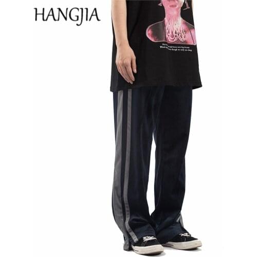 Streetwear Velour Sweatpant Vintage Velvet Track Pants for Men Women Side Striped Sweatpants Hip Hop Ankle Zip Loose Casual