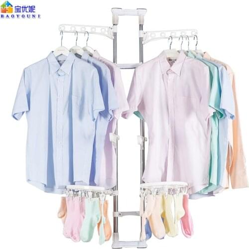 Height Adjusting Window Garment Drying Rack Free Standing Clothes Hanging Rod Rack With Socks Underwear Clips