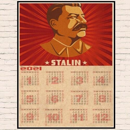 Vintage Stalin USSR CCCP Poster Prints and Posters Wall Art Retro 2021 Calendar Posters For Home Room Wall Decor sticker