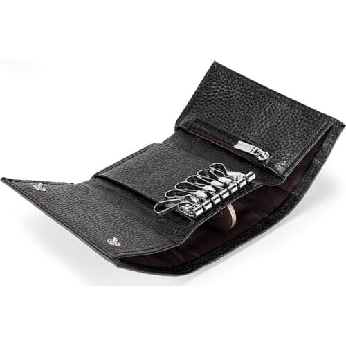 High Quality Design Genuine Leather Wallet Women Key Holder Organizer Pouch Wallet Housekeeper Key Case Mini Card Bag