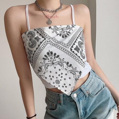 Womens Sexy Cami Tank Tops, Casual Paisley Print Sleeveless Spaghetti Strap Camisole