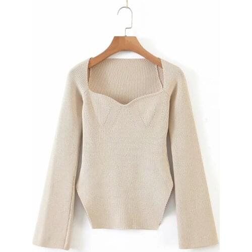 Women Sexy Side Slit Knitting Sweater Casual Femme Long Sleeve Pullover Fashion Lady Slim Tops SW851