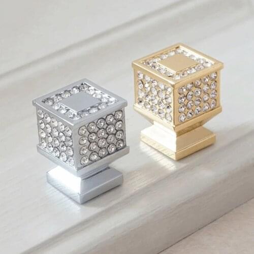 Glass Dresser Handles Knobs Drawer Pulls Knob Chrome Clear Silver Gold Cupboard Knob Modern Crystal Kitchen Cabinet Knob