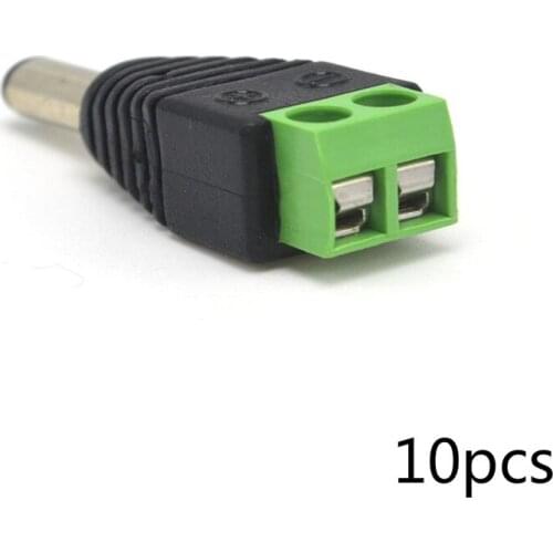 10pcs DC plug Male DC Power Plug Connector 2.1mm x 5.5mm 5.5*2.1mm Screw Fastening Type DC Plug Adapter to connection led strip