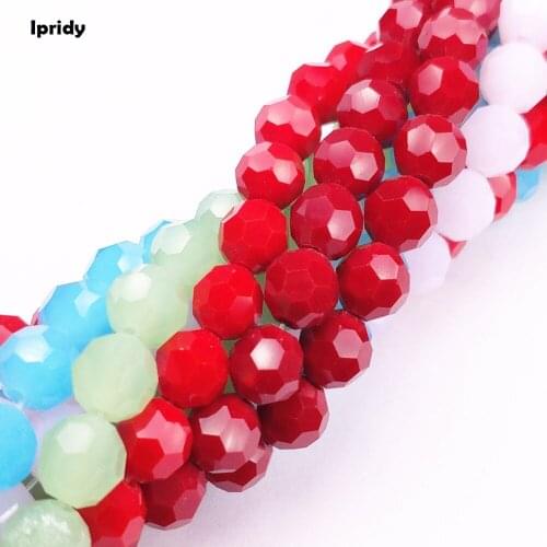 100Pcs/lot 6mm Jade Mix Color Czech Faceted Round Ball Glass Beads for Jewelry Making Women Diy Loose Crystal Spacer Beads