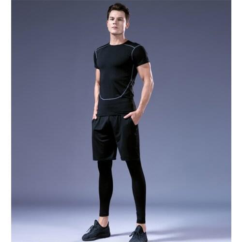 2019 Gym Shirt Sport T Shirt Men Short Sleeve Dry Fit Running Shirt Workout Training Tees Fitness Top Sports T-shirt