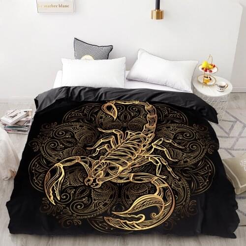 3D HD Digital Printing Custom Duvet Cover,Comforter/Quilt/Blanket case Queen King Bedding 220x240,Bedclothes Golden Scorpion
