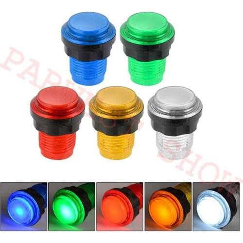 5pcs 32mm Transparency Arcade LED Push Button With Microswitch /Illuminated arcade Buttons with LED lamp Light holder