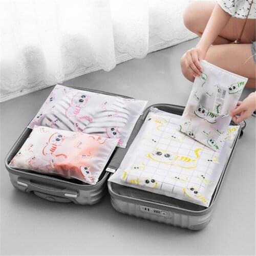 5PCS Cute Cartoon Waterproof Storage Bag Suit for Clothes Underwear ShoesTravel Transparent Bag Luggage Organizer Poly Bag 60X