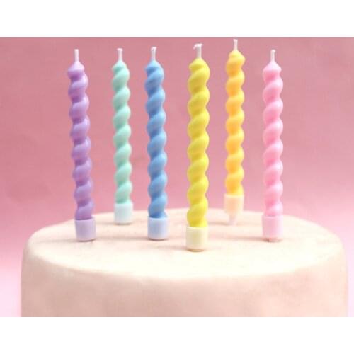 6pcs Candy colors Birthday Candles With Stand Cake Candle Party Supplies Wedding Decoration Baby Children Party
