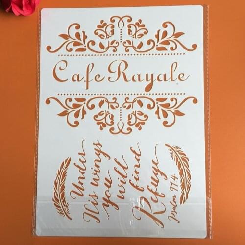 A4 29 * 21cm Cafe Rayale Floral DIY Stencils Wall Painting Scrapbook Coloring Embossing Album Decorative Paper Card Template