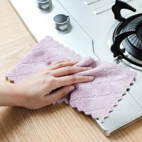 Nonstick Oil No shed hair Towel Soft Delicate Fleece Water Adsorbtion Dishcloth Washing Dish Kitchen Cleaning Towel