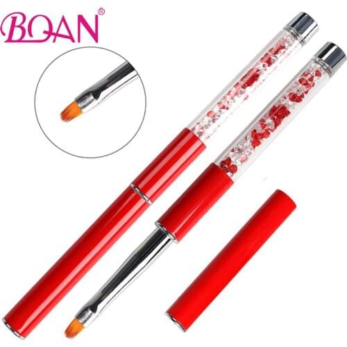 BQAN 1PCS Nail Brush Red Pearl Handle Oval Brush Nail Art Brush UV Gel Nail Art Pen Beauty Drawing Painting Pen Manicure Tools