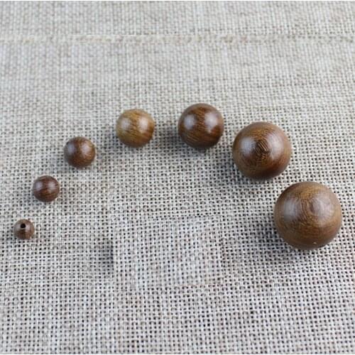 Natural Round Wooden Prayer Buddha Beads Gold Sandalwood Charm Round Loose Spacer Wood Beads for Jewelry Making DIY 6/8/10/20MM