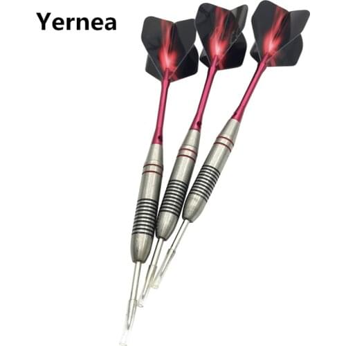 Yernea 3Pcs Steel Tip Darts New 24g Professional Hard Darts Throwing Sports Games Stainless Steel Dart Barrel Shafts Flights