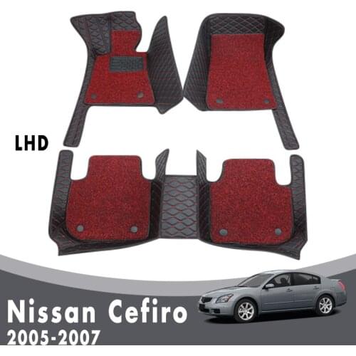 Double Layer Wire Loop Custom Carpets For Nissan Cefiro 2007 2006 2005 Car Floor Mats Interior Accessories Artificial Leather