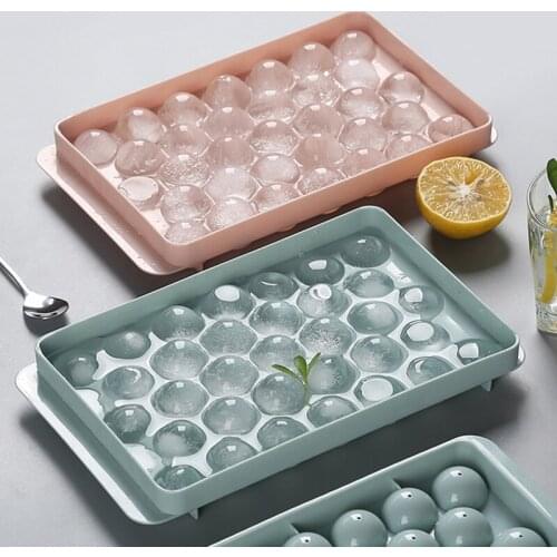 Cavity Plastic Ice Cube Maker Molds With Lid Homemade DIY Frozen Easy Release Taper Round Spherical Shaped Ice Trays Moulds