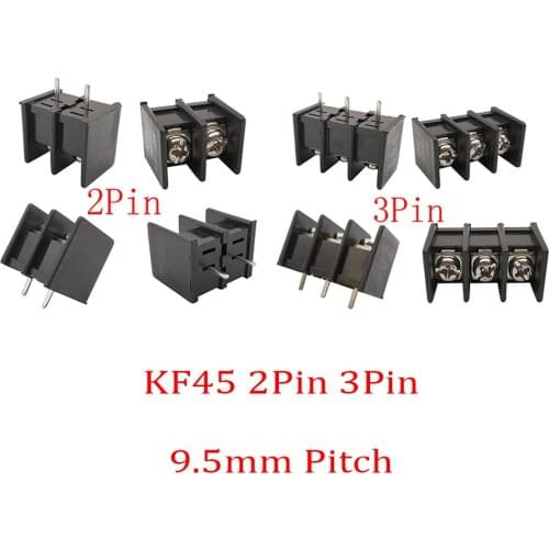 10/20Pcs Black KF45 2Pin 3Pin Barrier Screw PCB Terminal Block Wire Connector 9.5mm Pitch KF45-9500 2P/3P Straight Pin Terminals