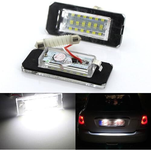 2PCS White 18SMD Car LED License Plate Light Lamp Beads for BMW Mini Cooper R56 R57 R58 R59 Car Light Source Error Free