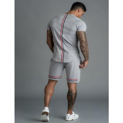 New Short Sleeve Stitching suit Men Two Pieces Mens Sets T Shirt Shorts Casual Tracksuit Set Sweatsuit Patchwork Sportswear Male