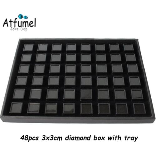3cm/4cm/5cm Diamond Jewelry Box Stone Gem Jewelry Packaging Box Store Show Gemstone Display Organizer Case With Tray