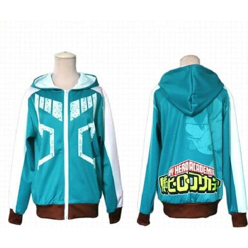 Boku no Hero Academia Izuku Midoriya Hoodie Zip Coat Sweatshirt Anime My Hero Academia Cosplay Costume Katsuki Bakugo Todorok