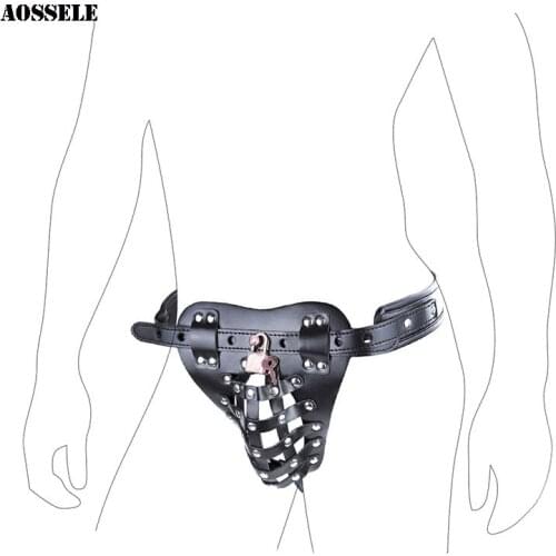 Leather Pants Penis Ring Male Chastity Device Belt Penis Sleeve Cock Cage Sex Toys For Men Sexy Panty With Cockring Cock Rings