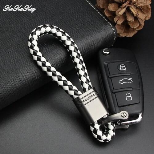 KUKAKEY PU Leather Car Keychain Keyring Emblem For Mazda Mitsubishi Nissan Opel Peugeot Porsche Key Rings Chain Holder Fob