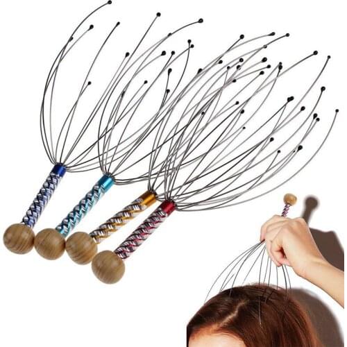 Octopus Head Massager Scalp Relaxation Relief Body Massager Remove Muscle Tension Tiredness Metal Head Massager Instrument