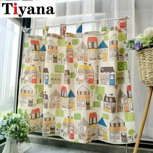 Cartoon Castle Short Curtains for Living Room Kitchen Cute Colorful Kids Curtain Window Treatment Drapes Home Decor