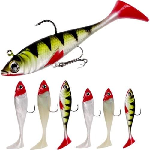 1pcs 10g/18g Soft Fishing Lures Silicone Lead Head Fish Lifelike Wobbler Worm T-Tail Shad Bait Bass Carp jigging Fishing Tackle