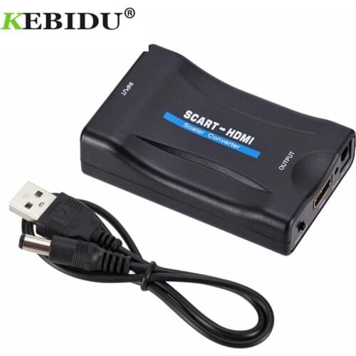 New SCART 1080P Video Audio Upscale Converter Adapter for HD TV DVD for Sky Box STB Plug and Play with DC Cable