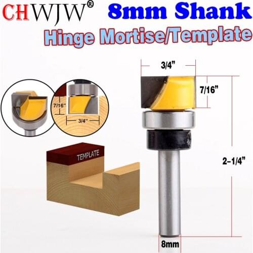 1PC Hinge Mortise/Template Router Bit - 3/4"W X 7/16"H Bottom Cleaning Straight end mill trimmer cleaning flush trim