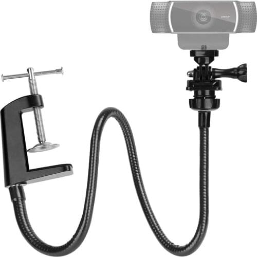 Webcam Stand Enhanced Durable Clamp Bracket With Flexible 360 Degree Gooseneck For Logitech Webcam And All 1/4" Screw Device