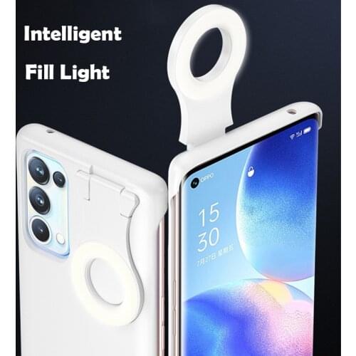 Shockproof Luminous Selfie Phone Case For OPPO Reno 5 Pro Case Intelligent Fill Light Ring Flash Cover For OPPO Reno 5 Pro Funda