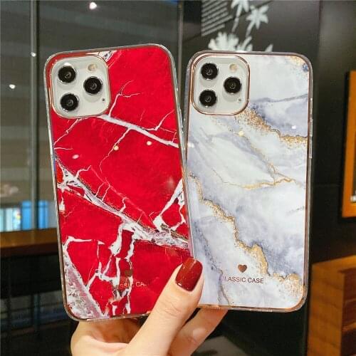 Luxury Electroplated Marble Pattern Phone Cases For iPhone 12 Mini 11 Pro XS Max XR X 7 8 Plus SE 2020 Silicone Protection Cover