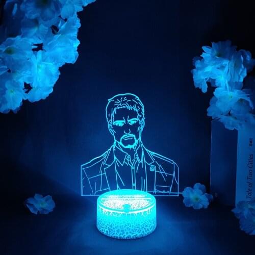LED Light Anime Attack on Titan Reiner Braun Acrylic Night Light RGB Flashing Cool Gift 3D Light Children Bedroom Decor